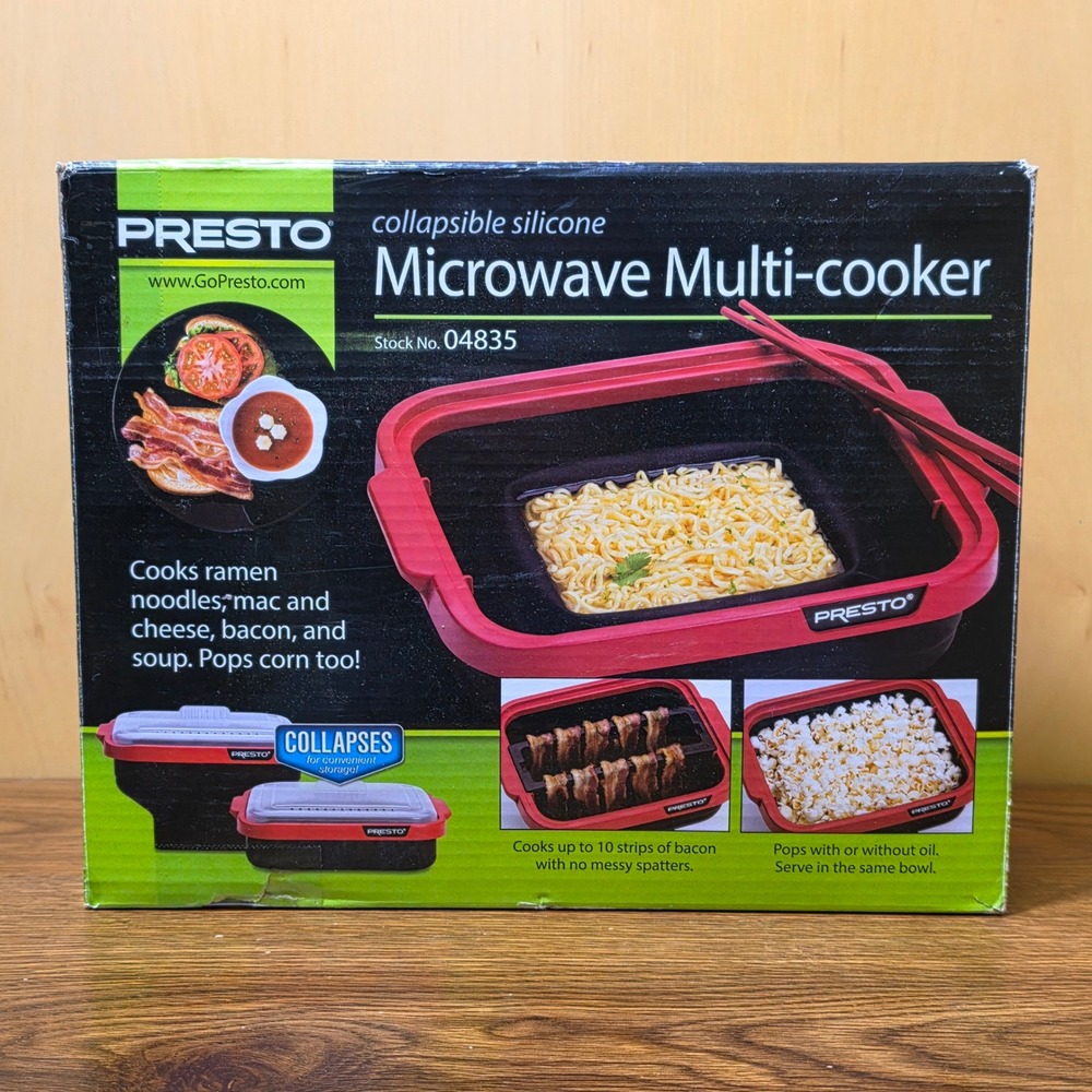 Presto 04835 Collapsible Silicone Microwave Multi Cooker Ramen Bacon Popcorn New